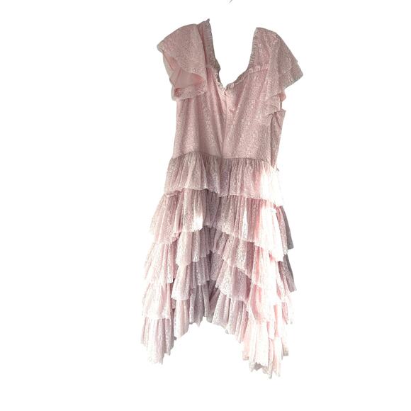 JessaKae Pink Elegant Dainty Delicate Coquette Giupure Lace Mia Midi Dress - Picture 9 of 13